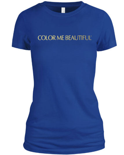 Color Me Beautiful Name Logo Blue Shirt Gold Foil