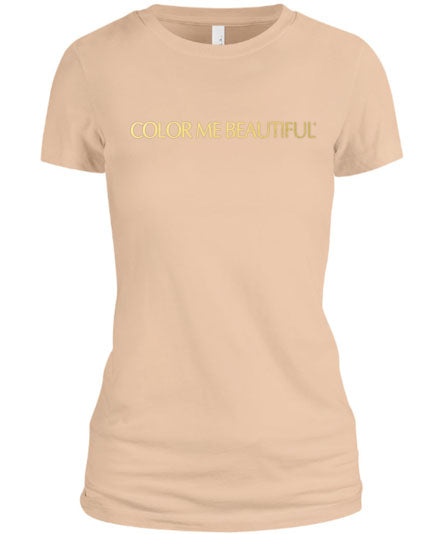 Color Me Beautiful Name Logo Cream Shirt Gold Foil
