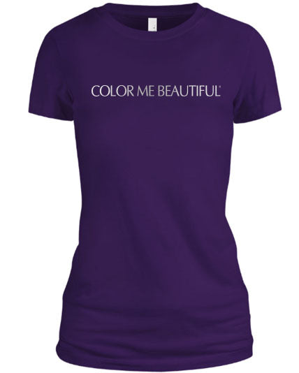 Color Me Beautiful Name Logo Purple Shirt Silver Foil