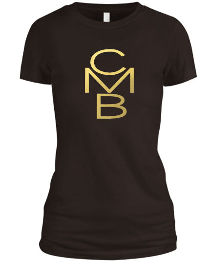Color Me Beautiful CMB Logo Brown Shirt Gold Foil