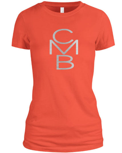 Color Me Beautiful CMB Logo Coral Shirt Silver Foil