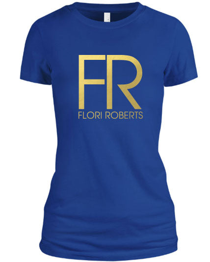 Flori Roberts FR Logo Blue Shirt Gold Foil