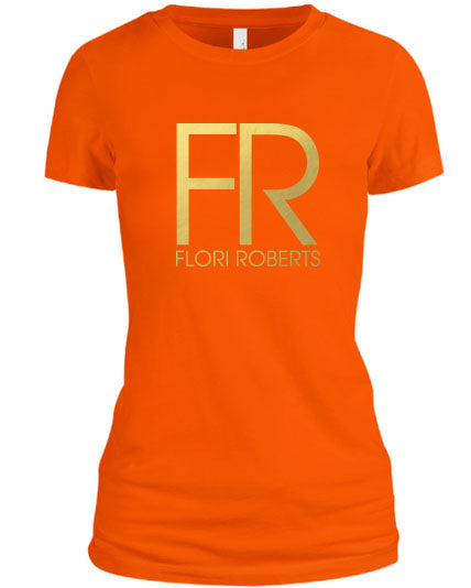 Flori Roberts FR Logo Orange Shirt Gold Foil