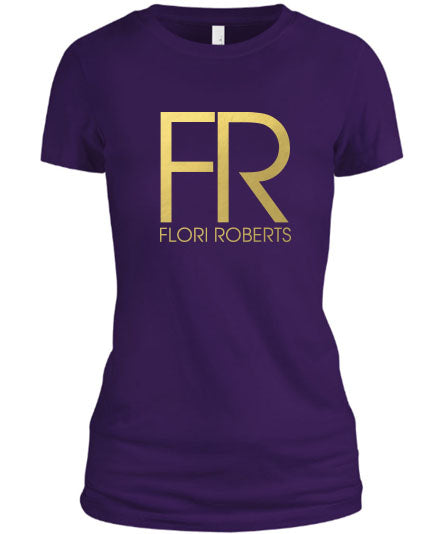 Flori Roberts FR Logo Purple Shirt Gold Foil