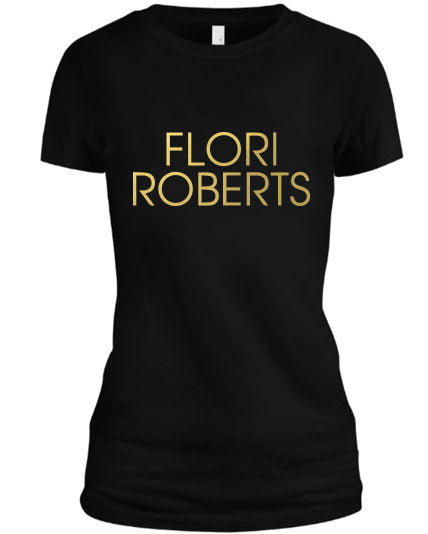 Flori Roberts Name Logo Black Shirt Gold Foil
