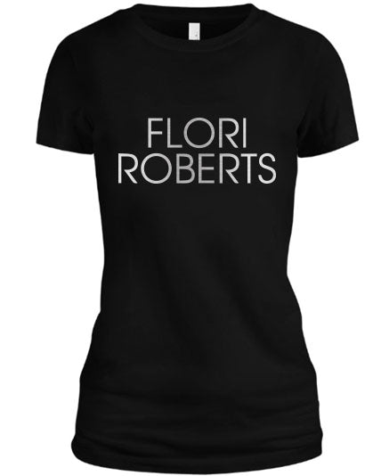Flori Roberts Name Logo Black Shirt Silver Foil