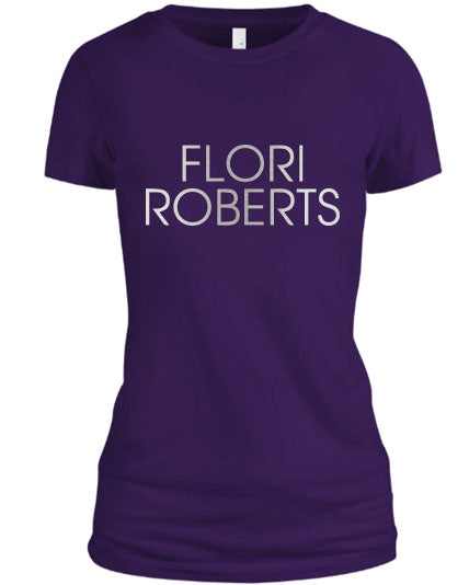 Flori Roberts Name Logo Purple Shirt Silver Foil