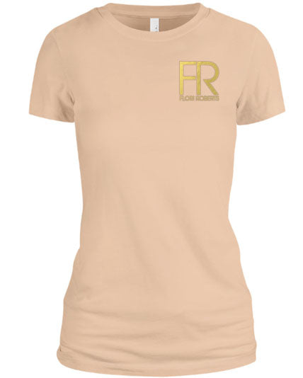 Flori Roberts FR Cream Shirt Gold Foil Chest Logo