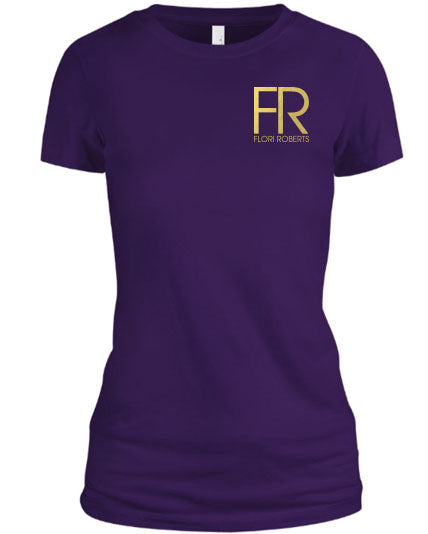 Flori Roberts FR Purple Shirt Gold Foil Chest Logo