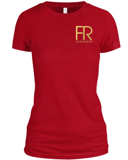 Flori Roberts FR Red Shirt Gold Foil Chest Logo